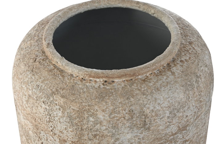 DKD Home Decor Jarrón de Metal Envejecido Blanco y Marrón 23,5x23,5x30 cm