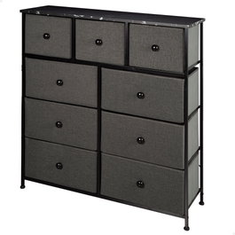 Color Baby Max Home-Mueble Cómoda 9 Cajones 100X30X100 Cm - Gris/Negro