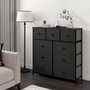 Max Home Cómoda 9 Cajones 100x30x100 cm Gris/Negro Acero Papel MDF Tela