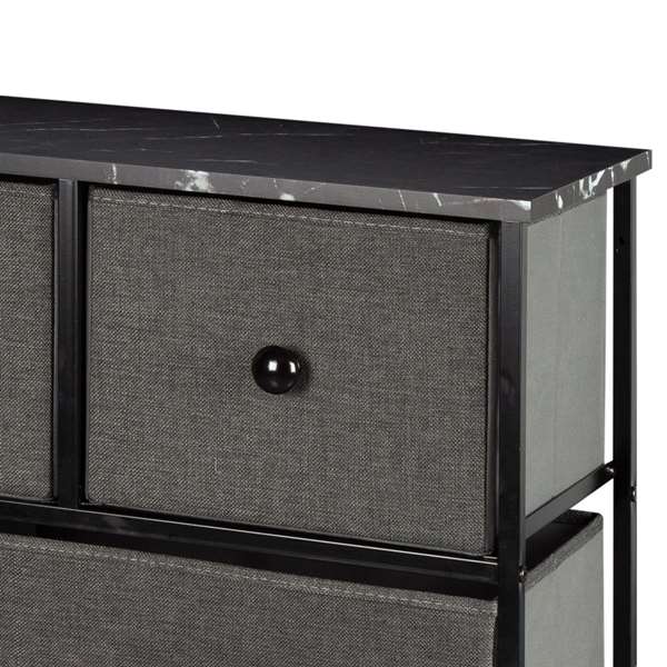 Max Home Cómoda 9 Cajones 100x30x100 cm Gris/Negro Acero Papel MDF Tela