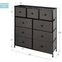 Max Home Cómoda 9 Cajones 100x30x100 cm Gris/Negro Acero Papel MDF Tela