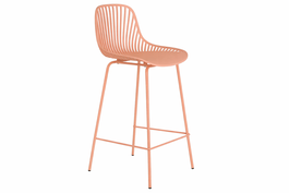 DKD Home Decor Taburete PP Metal Salmón
