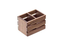 Leone Caja Buffet Doble Compartimento Madera de Acacia 16x11x11 cm