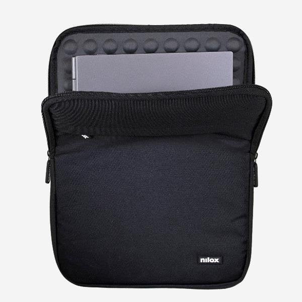 Nilox Funda Sleeve Acolchada 15.6" Negro para Portátil o Tablet, 2 Compartimentos, 140g