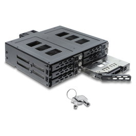 DeLOCK 47142 Bandeja de 5.25 pulg. para 6 unidades de 2.5 pulg. SATA o SAS con llave