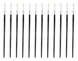 Innspiro Caja de 12 pinceles de cerda natural redondos mango corto nº0