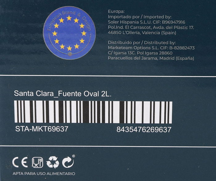 Fuente Oval Horno Borosilicato 2L Sta Cl 30 x 20.8 x 6.2 cm (2 Unidades)