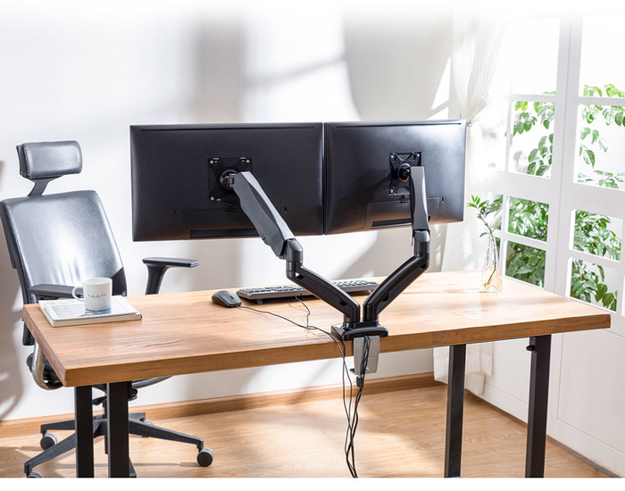 Ewent EW1516 Soporte Doble de Escritorio con Resorte de Gas para 2 Monitores hasta 34 pulgadas