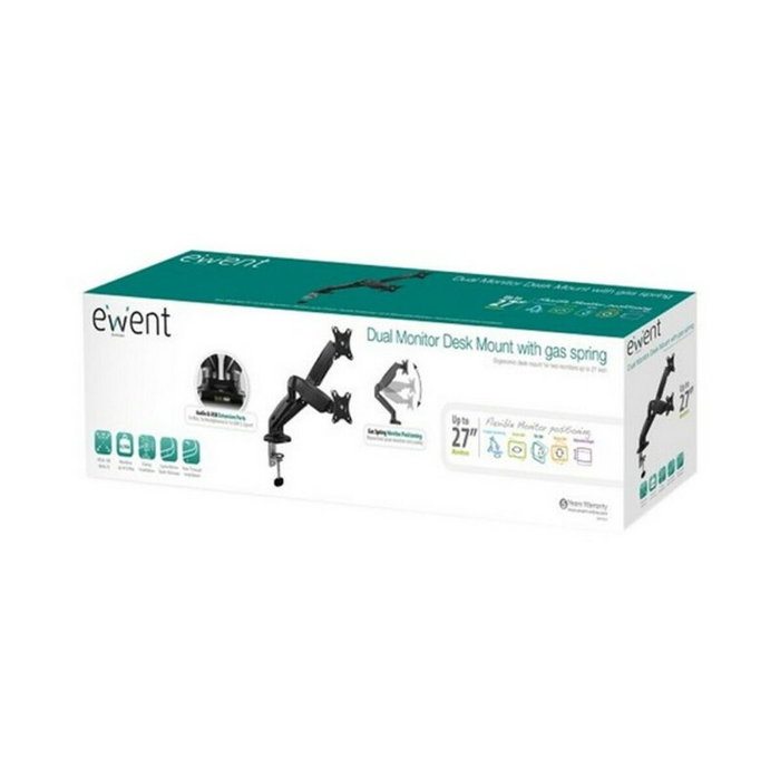Ewent EW1516 Soporte Doble de Escritorio con Resorte de Gas para 2 Monitores hasta 34 pulgadas