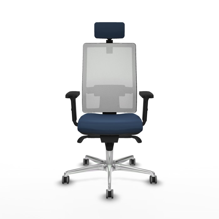 PIQUERAS Y CRESPO Silla de oficina Horna con mecanismo Sincro, Azul marino y Blanco