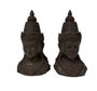 DKD Home Decor Set de 2 Sujetalibros de Resina Buda Marrón Oscuro