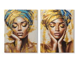 DKD Home Decor Cuadro Lienzo MDF Africana Surtido de 2 Unidades 90x120 cm