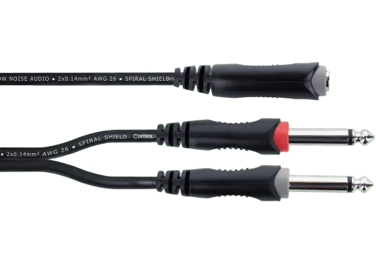 Cordial Cable Y Jack Estéreo Hembra a 2 Jacks Mono Macho 30 cm