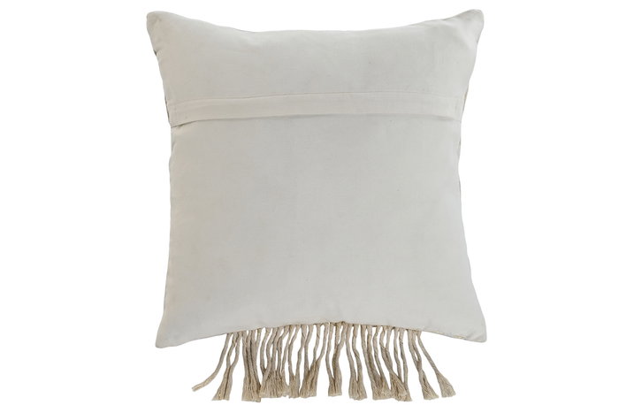DKD Home Decor Cushions abril24 natur a Cojin Boho Blanco Roto Dorado Algodon Lurex 45 x 45 cm (2 Unidades)
