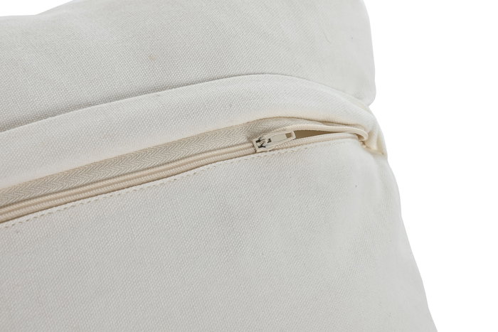 DKD Home Decor Cushions abril24 natur a Cojin Boho Blanco Roto Dorado Algodon Lurex 45 x 45 cm (2 Unidades)