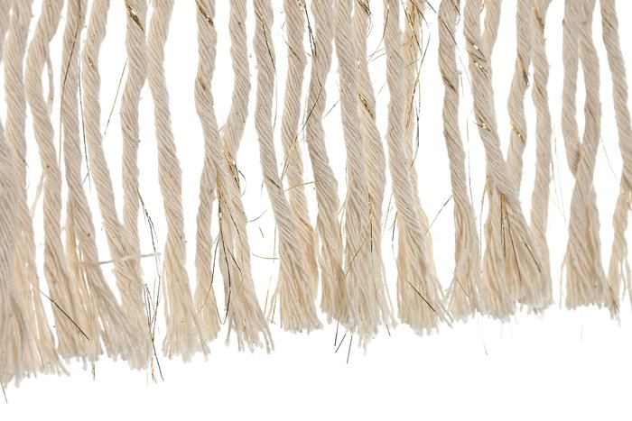 DKD Home Decor Cushions abril24 natur a Cojin Boho Blanco Roto Dorado Algodon Lurex 45 x 45 cm (2 Unidades)