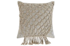 DKD Home Decor Cushions abril24 natur a Cojin Boho Blanco Roto Dorado Algodon Lurex 45 x 45 cm (2 Unidades)