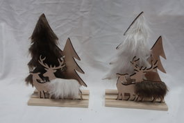 DKD Home Decor Decoración de Madera Navidad Alpina Surtido de 2 Piezas