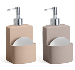 DKD Home Decor Chinalight 2025 Dosificador Básico Rosa Beige Gres ABS 9.3 x 19 x 10 cm (6 Unidades)