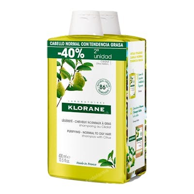 Klorane A la Cidra Champú Ligero para Cabello Normal/Graso Duo 2 x 400 ml