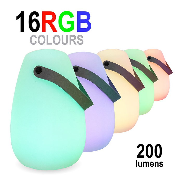 New Garden Lámpara de Sobremesa Recargable Portátil RGB LED, 16 Colores con Mando, IP44, Blanca, Ø15 x 20 cm