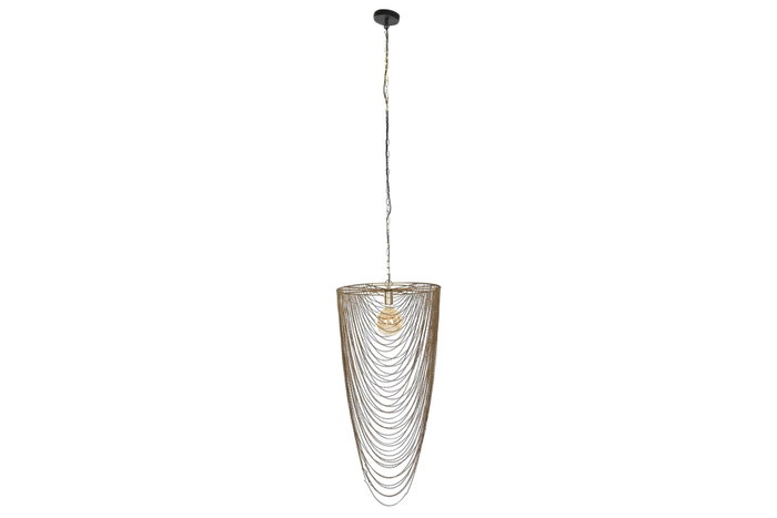 DKD Home Decor Lámpara de Techo de Hierro con Cadenas y Acabado Envejecido Dorado