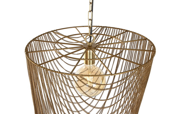 DKD Home Decor Lámpara de Techo de Hierro con Cadenas y Acabado Envejecido Dorado