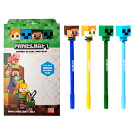 PUCKATOR Blister 4 Bolígrafos Colores Borrables Minecraft