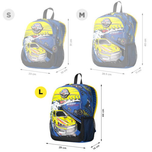 Totto Mochila Escolar Grande Carreras de Coches MJ04VLC003-2310-6J7L Capacidad 17.9 Litros Azul