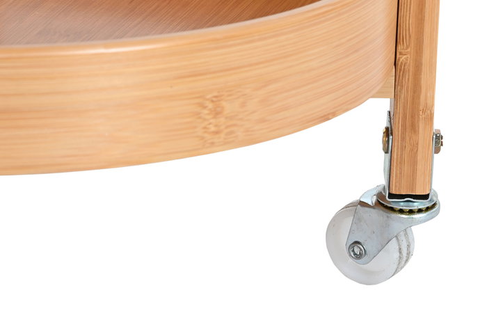 DKD Home Decor Camarera de Bambú e Inox con 3 Estantes y Ruedas