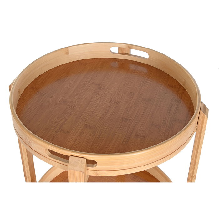 DKD Home Decor Camarera Bambú Inox 3 Estantes Ruedas Mueble Bar Natural 44 x 90 x 44 cm