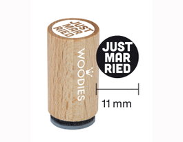Woodies Sello mini de madera y caucho Just married 15x25mm modelo 2