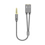 Aisens Cable Adaptador Audio Jack 3.5mm Macho 4 Pines a 2x Jack 3.5mm Hembra 3 Pines Gris