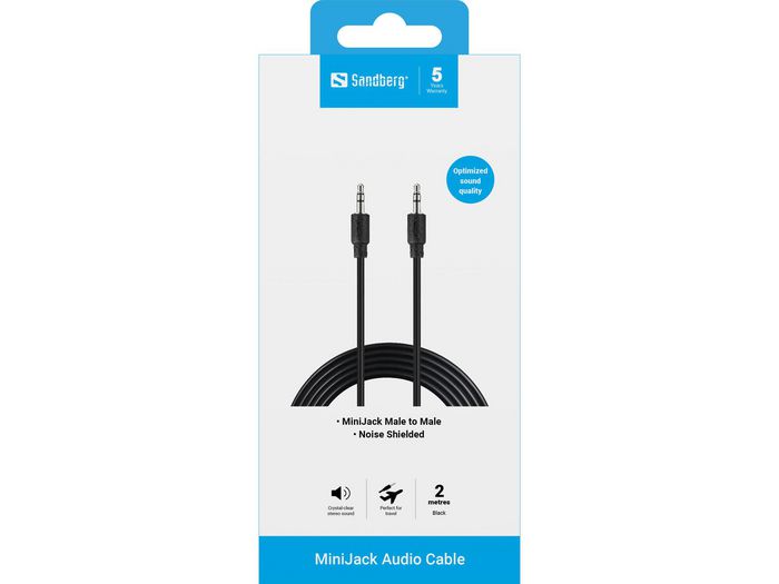 Sandberg Cable MiniJack M-M 2 m para Conectar Reproductor de Música u Ordenador a Altavoces Sandberg Cable MiniJack M-M 2 m para Conectar Reproductor de Música u Ordenador a Altavoces