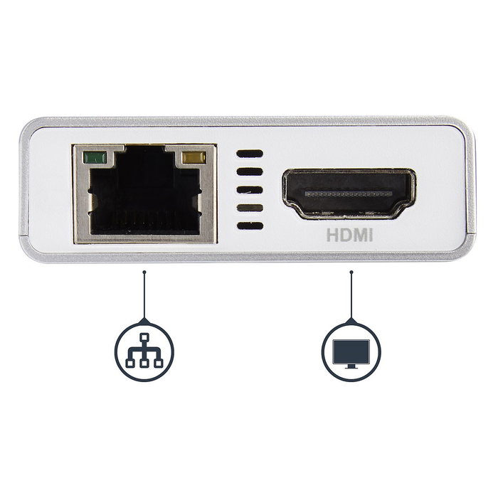 StarTech.com Adaptador Multipuertos USB-C con HDMI 4K y Ethernet Gigabit, Blanco StarTech.com Adaptador Multipuertos USB-C con HDMI 4K y Ethernet Gigabit, Blanco