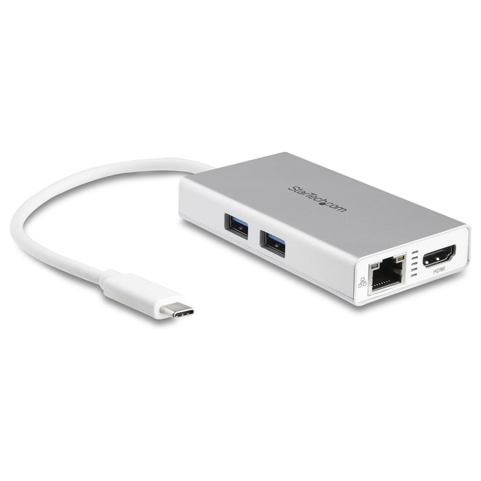 StarTech.com Adaptador Multipuertos USB-C con HDMI 4K y Ethernet Gigabit, Blanco StarTech.com Adaptador Multipuertos USB-C con HDMI 4K y Ethernet Gigabit, Blanco