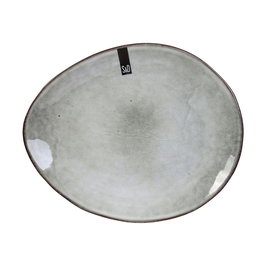 Home Deco Factory Plato Gres Arena 22 cm Colección Natural - Plato de Piedra Irregular para Mesa 22x18 cm