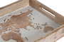 DKD Home Decor Bandeja Decorativa Mango Mapamundi Marrón