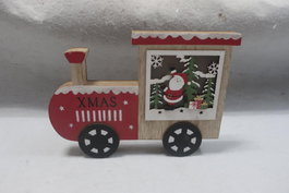 DKD Home Decor Decoración Luminosa LED MDF Tren Natural y Rojo