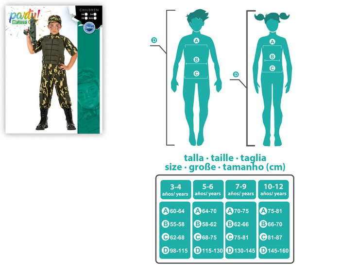 Disfraz Militar Niño Infantil Camuflaje Verde 10-12 Años