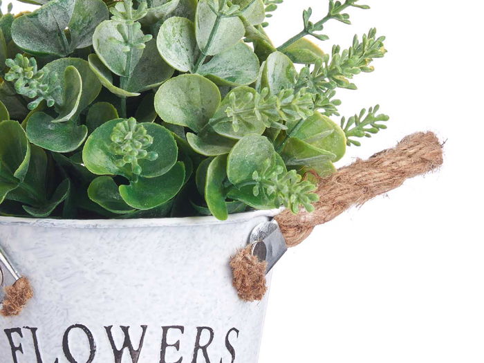 Ibergarden Planta Flor Verde Envejecida Bote Metal 24x16x16 cm, Maceta 7.5 cm, Surtido (Set de 12)