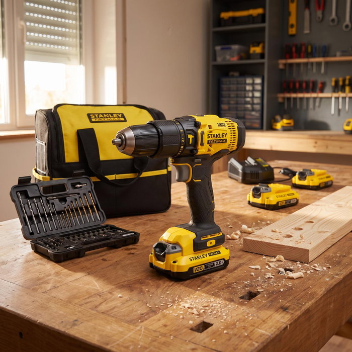 STANLEY Taladro Percutor V20 20V con Portabrocas de Apriete Rápido