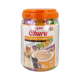 CHURU VET Variedades De Pollo 50 Bolsas de 4 Sticks de 15G