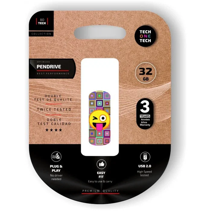 Tech One Tech TEC4402-32 - Pendrive USB 32 GB USB 2.0 Tipo A Multicolor con Diseño de Emoji Guiño, PVC Tech One Tech TEC4402-32 - Pendrive USB 32 GB USB 2.0 Tipo A Multicolor con Diseño de Emoji Guiño, PVC