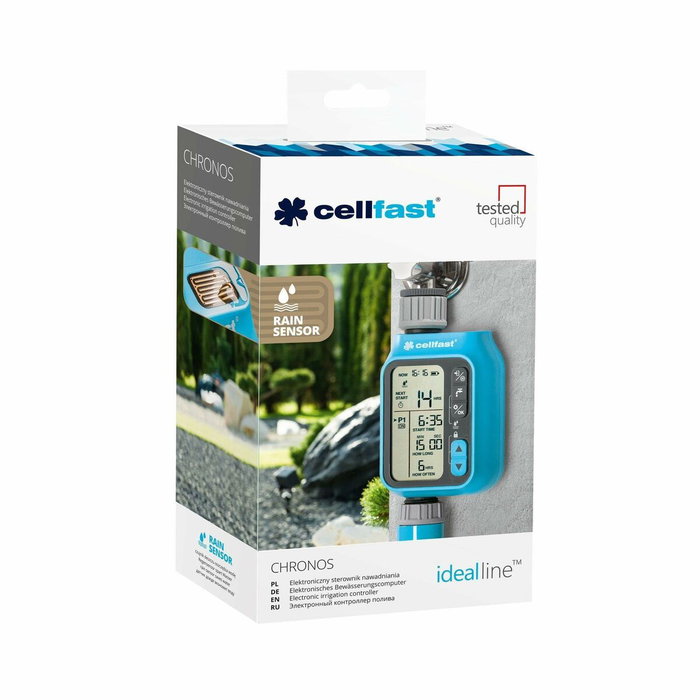 Cellfast Chronos Cellpro Programador de riego electrónico con sensor de lluvia