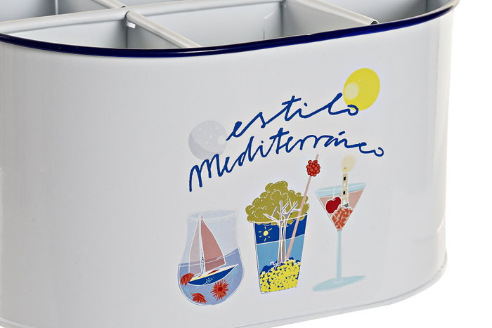 DKD Home Decor Cubo Estilo Mediterráneo Metal Blanco 24.5 x 17 x 13 cm DKD Home Decor Cubo Estilo Mediterráneo Metal Blanco 24.5 x 17 x 13 cm