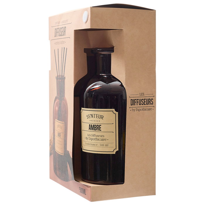 Home Deco Factory Difusor Con Barritas 500 ml Colección Apothicaire - Almizcle Blanco, Flor de Algodón, Ámbar