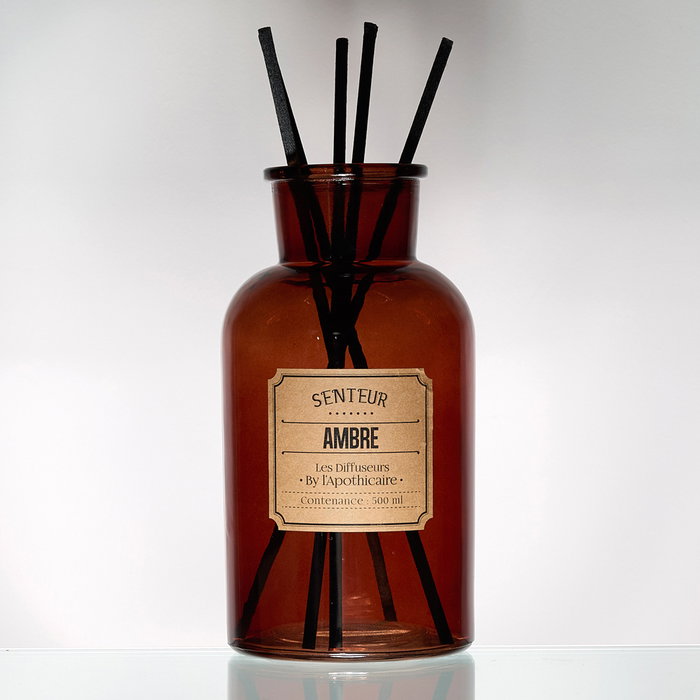 Home Deco Factory Difusor Con Barritas 500 ml Colección Apothicaire - Almizcle Blanco, Flor de Algodón, Ámbar