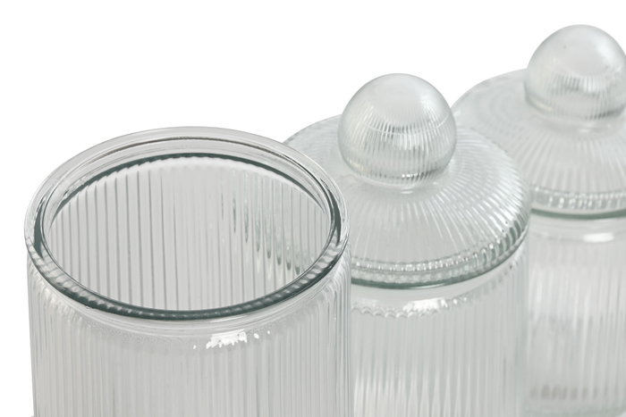 DKD Home Decor Set de 3 Botes de Cristal con Cierre Hermético