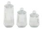 DKD Home Decor Set de 3 Botes de Cristal con Cierre Hermético